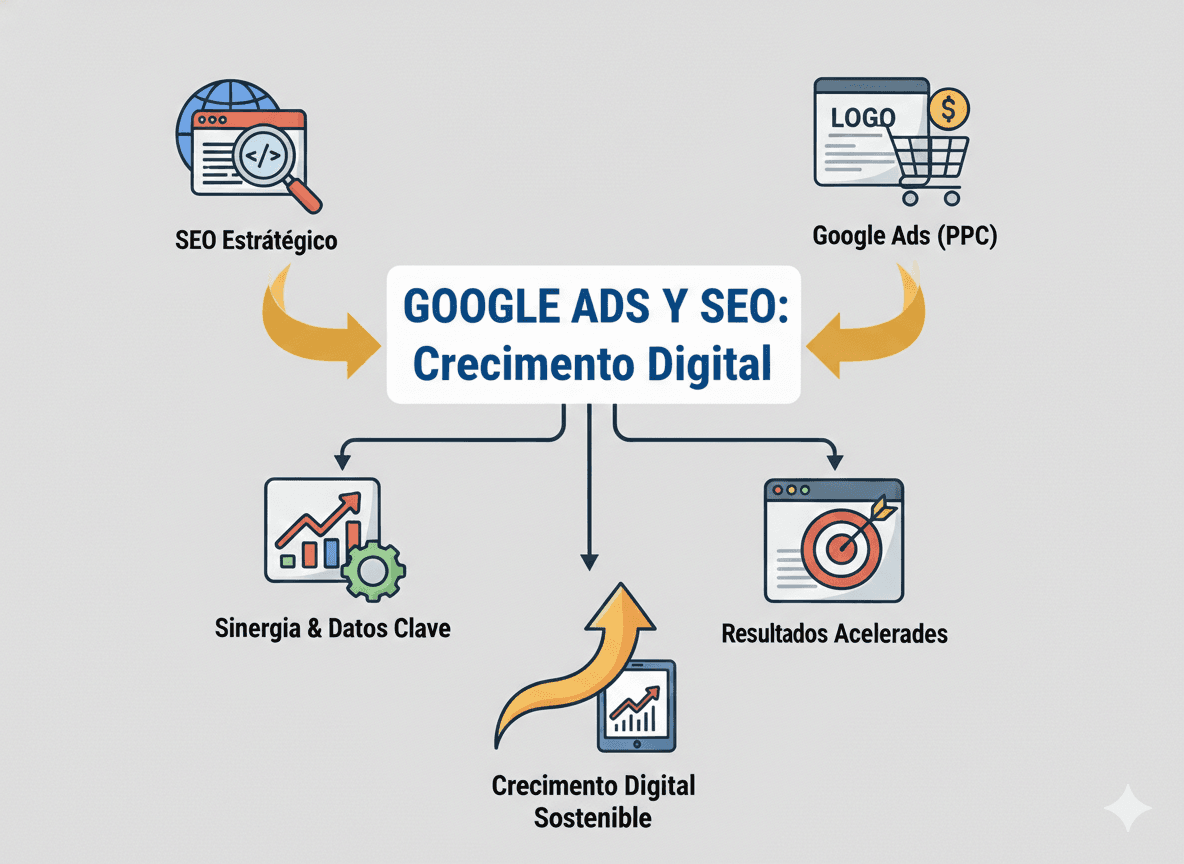 Estrategia combinada de Google Ads y SEO para acelerar resultados y lograr crecimiento digital sostenible